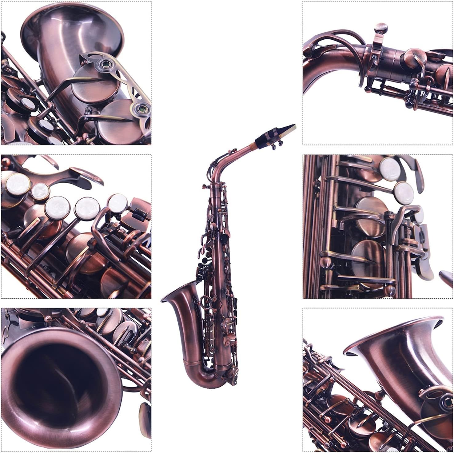 KESHUO EB Alto Saxophone Sax 802 Key Type Woodwind Instrument with Carrying Case Reed Cleaning Brush Cloth Gloves Straps Brass Sax Beginners Kit (Color : Style2)