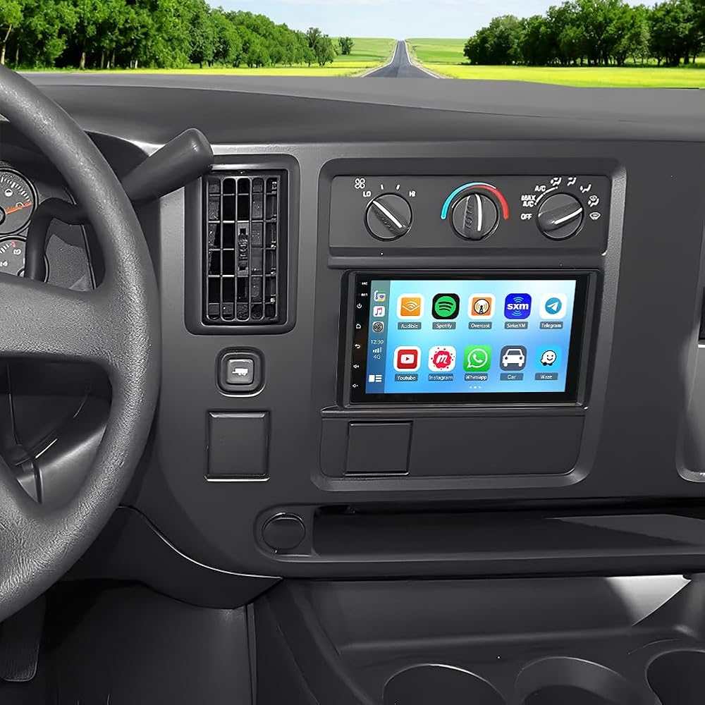 Android 14 Double Din Car Stereo Radio for GMC Savana 2003 2004 2005 2006,7 inch Touch Screen Head Unit Car Stereo with Wireless Carplay Android Auto GPS Bluetooth WiFi FM RDS DSP Backup Camera
