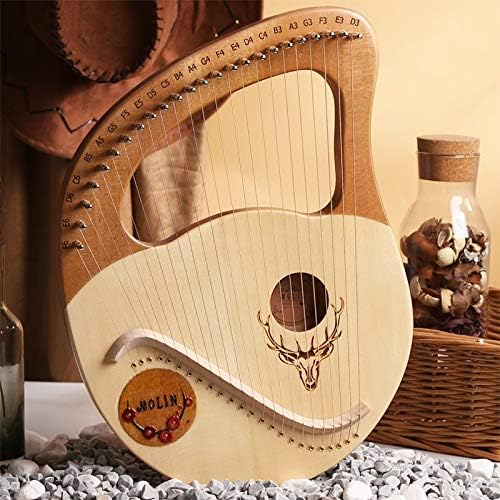 Lyre Harp, 19 String- Lyre Harp Solid wood Mahogany with Carry Bag.Harp portable lyre 19 string.Unique patterns, Best gift for children, adults (Color : Yellow)