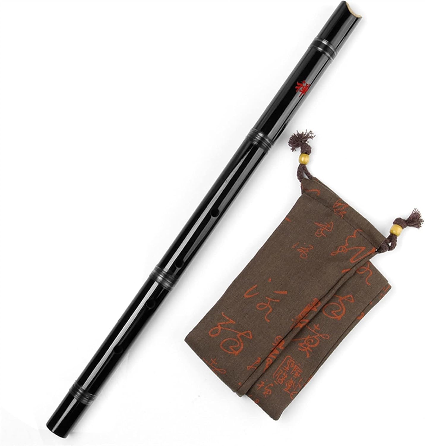 TSTS Chinese Bamboo Flute D Key 5 Holes Musical Instruments Bamboo Vertical Flute Woodwind Instrument with Bag (Color : Black)
