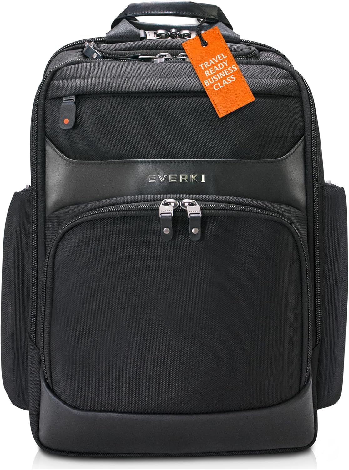 EVERKI Onyx Business Laptop Backpack – Durable Leather Ballistic & Nylon Bag, Travel-Friendly Design, Dedicated Space for Up to 15.6” Laptops, Stylish Office Backpack, 25L Capacity (EKP132), Black