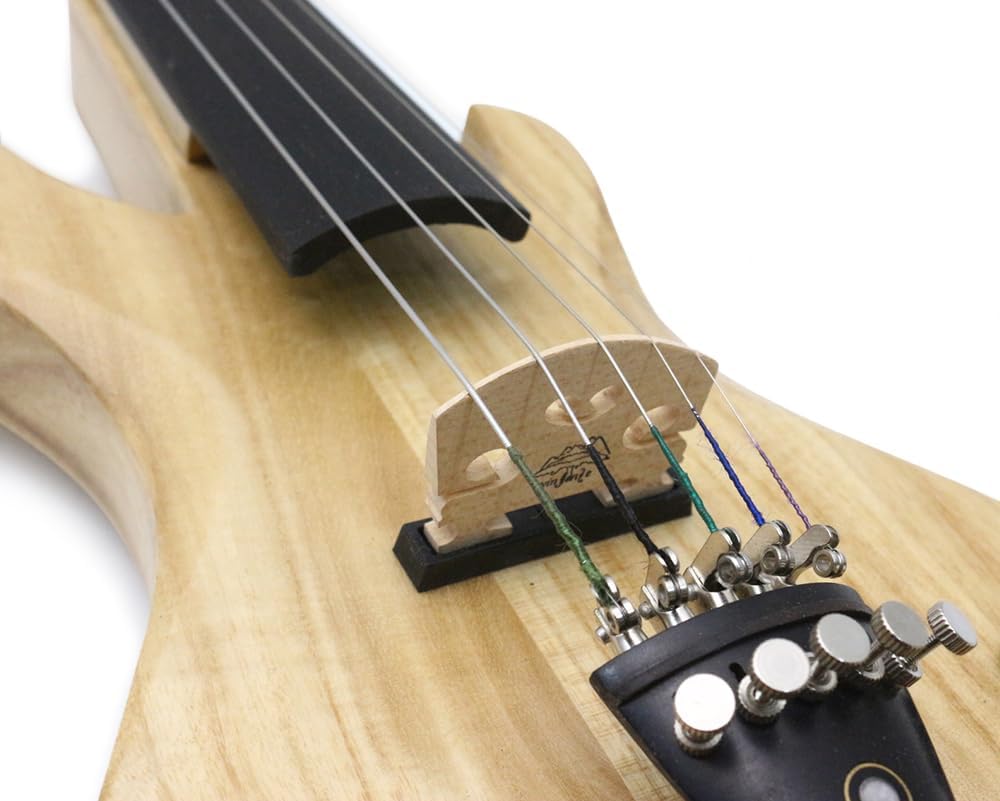 Yinfente 5 String Electric Violin 4/4 Full Size Solid Wood Beginner Violin Guitar Shape Ebony Parts With Case,Bow,Cleaning Cloth,Rosin