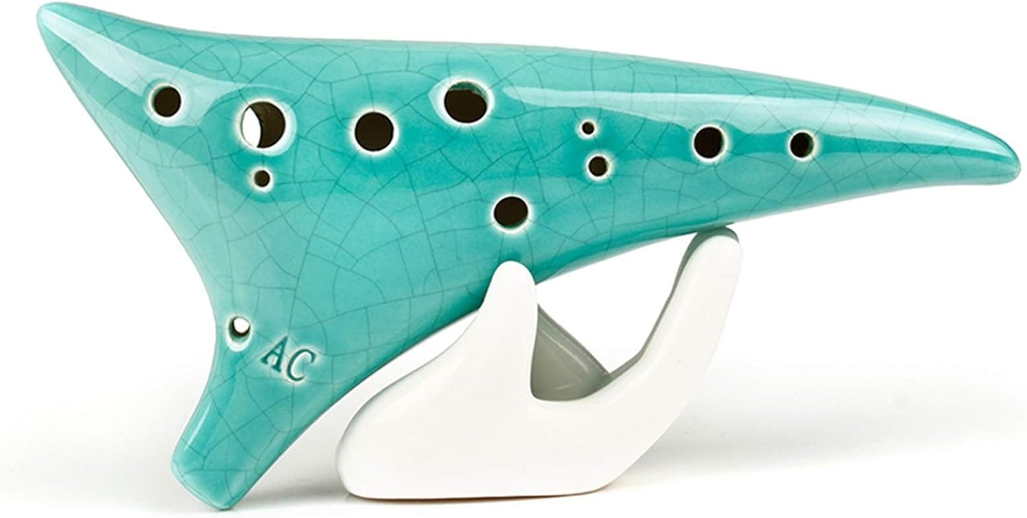 12 Holes Sharp Hole Ocarina Green Ice-Crack Alto C Music Instruments Chinese Woodwind Instrument Flute(Ocarina)