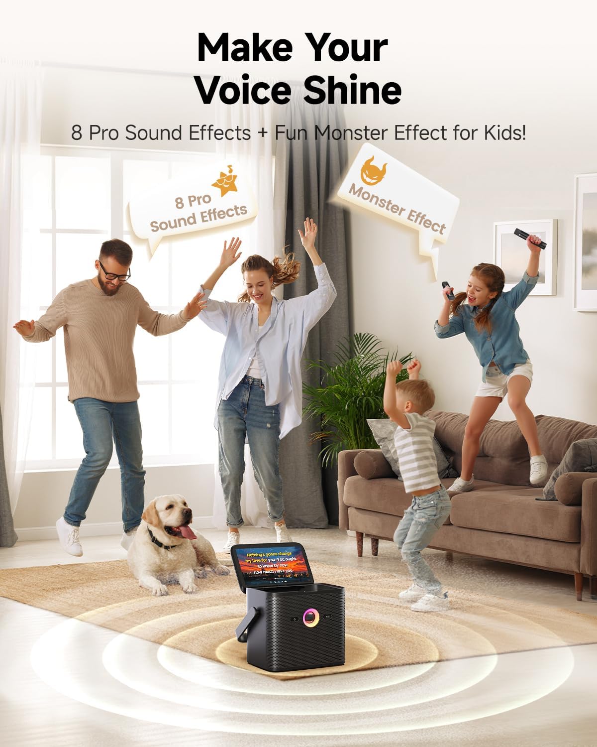 Ikarao Karaoke Machine for Adults Kids, with Lyrics Display Screen, WiFi Connect to YouTube & Karaoke App, 2 EQ Autotune Wireless Microphones Portable Karaokes PA System for Home Family Party Camping