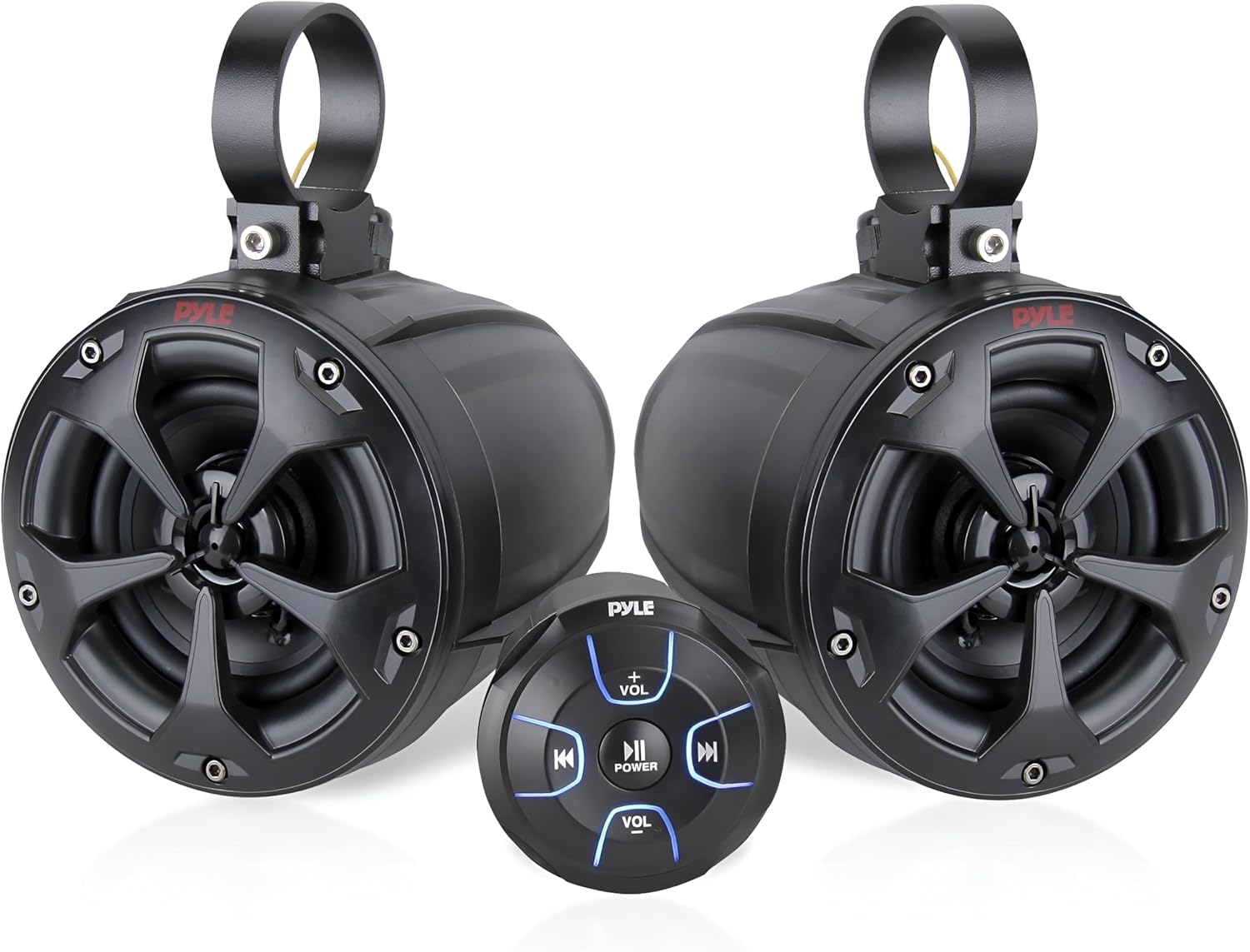 Pyle 2-Way Dual Bluetooth Off-Road Speakers - 4 Inch 800W Marine Waterproof Wakeboard, Full Range Outdoor for ATV, Snow Mobile UTV, Quad, Jeep, Boat PLUTV46BTA, Black