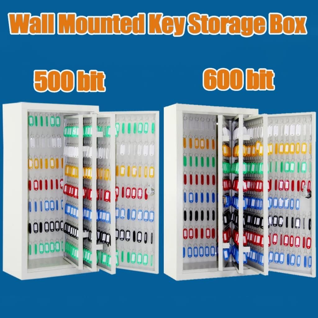 500/600 Position Key Cabinet, Wall Mount High Capacity Key Cabinet Lock Box,with Key Lock (Color : Silver, Size : 600)