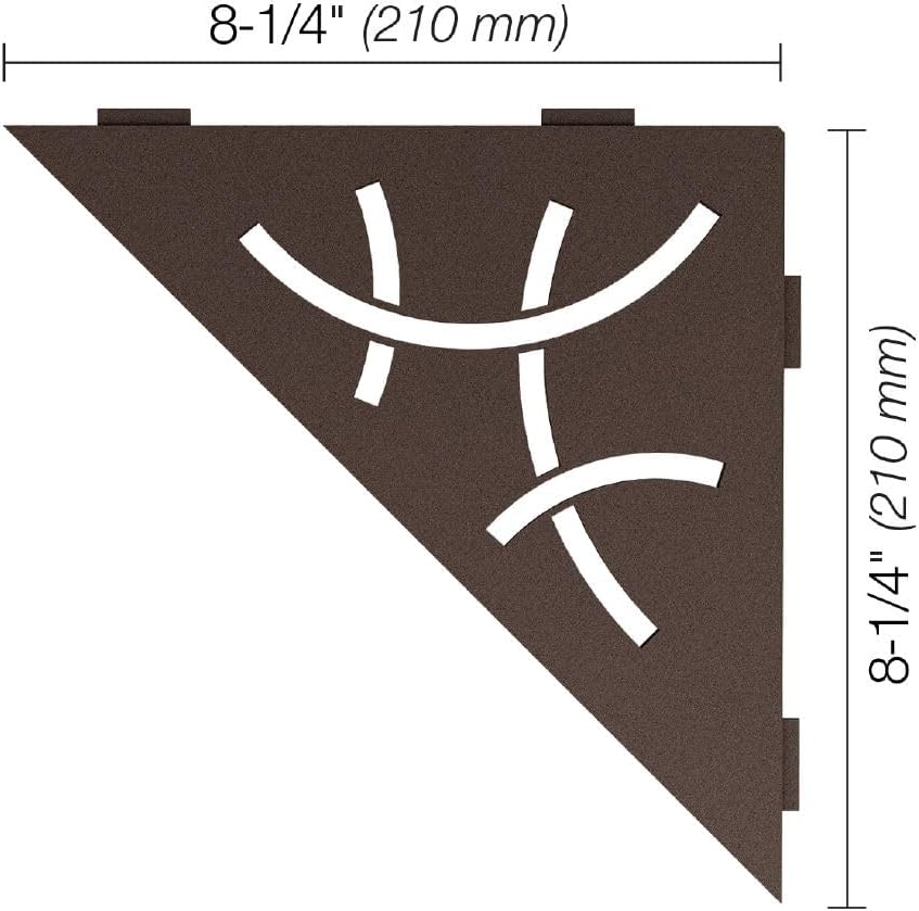 Schluter Triangular Corner Shelf for Tiled Walls - Curve Design, Aluminum Material, Bronze Finish, 3/32