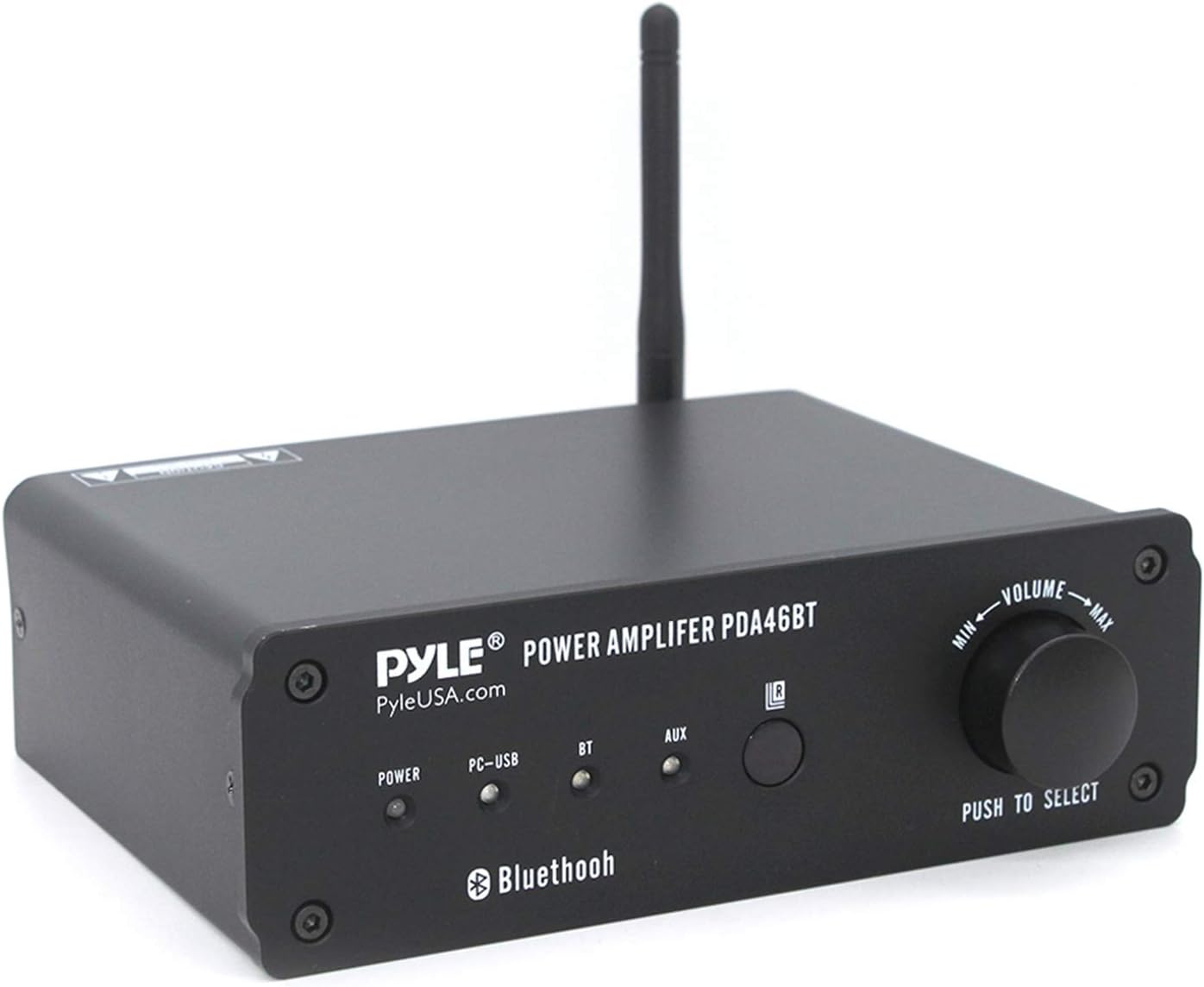 PYLE 100W Bluetooth Audio Stereo Amplifier - 110/240V, 2 Ch.Pro Audio Desktop Amp w/ Direct-to-Computer Connection via USB Port & Hi-Fi System/TWS Function, w/ Rotary Volume Control - Pyle PDA46BT
