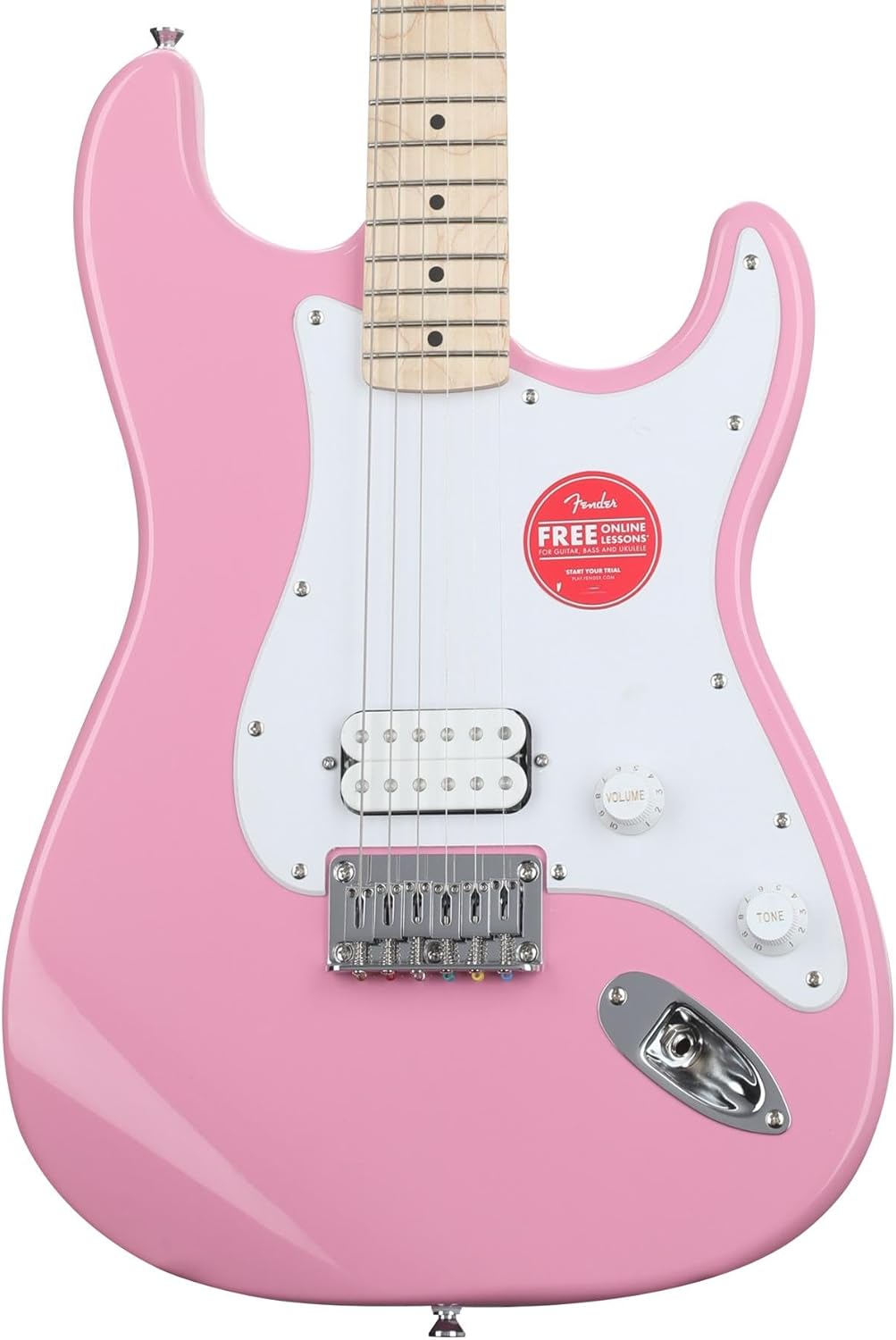 Fender Squier Sonic Stratocaster HT H Electric Guitar, Flash Pink, Includes Tuner and Strap