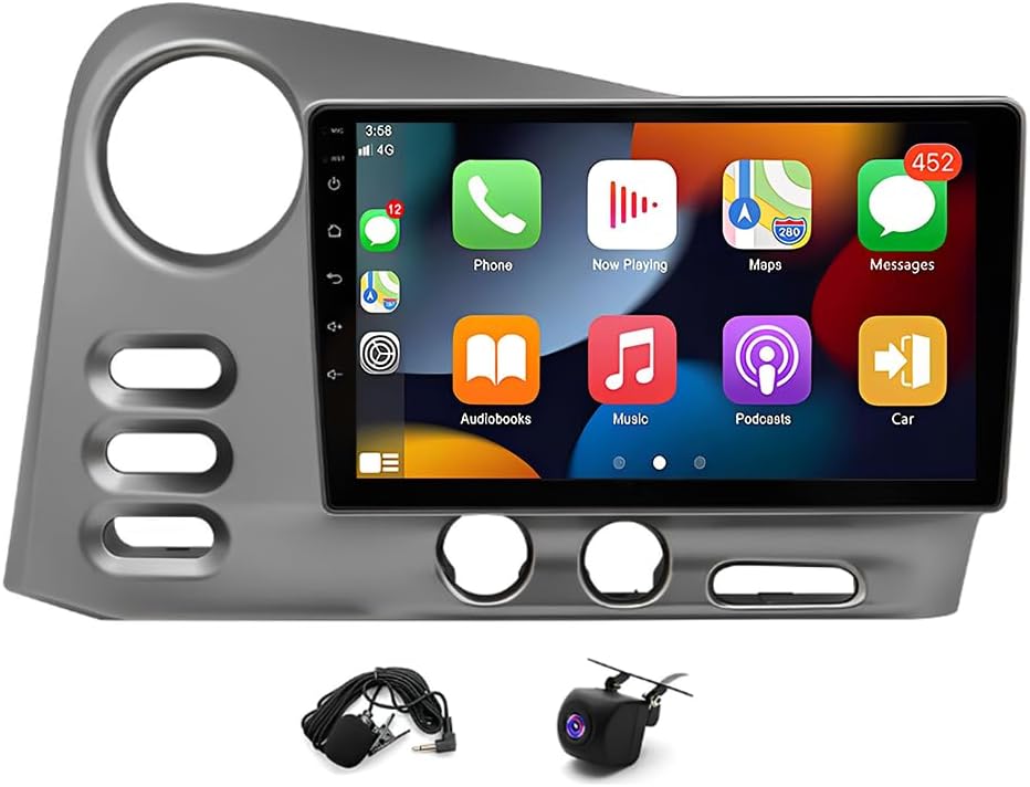 9 Inche IPS Touchscreen Car Stereo for Toyota Matrix Radio Pontiac Vibe 2003 2004,Wireless CarPlay &Android Auto Stereo Support WiFi GPS Navigation SWC/AV in/FM+AHD Backup Camera&Mic