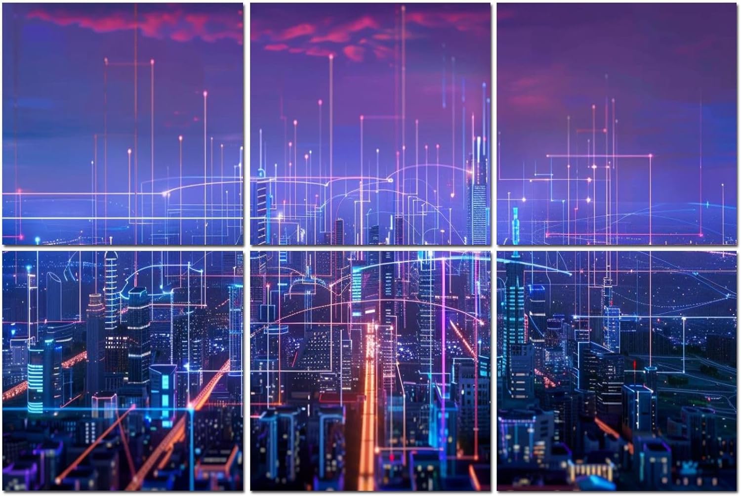 6 Pack Art Acoustic Panels connection Soundproof Wall Panels, 48