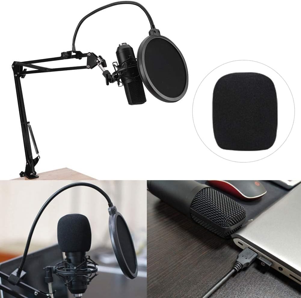 JEOZBM BM700 USB Condenser Microphone for Computer, Hi‑Fi Cardioid Microphone Kit with Windproof Cover Bracket for Gaming Live Podcast