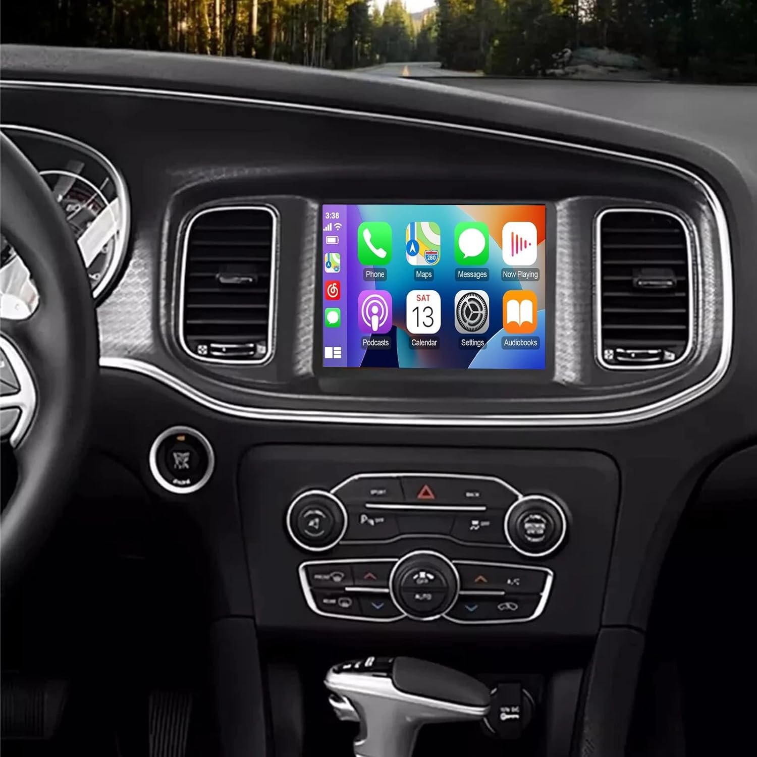 PHEZEN 8.4 inch Car Stereo Fit for Dodge Challenger 2015-2023, Android 14 Double Din Car Radio with Carplay & Android Auto GPS Navigation BT Mirror Link WiFi Backup Camera 2+32G