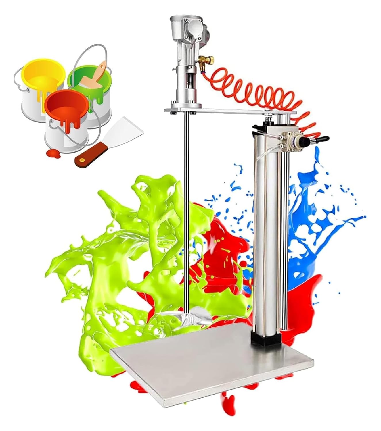 Pneumatic Paint Mixer,Pneumatic Bracket Mixer, Automatic Lifting Mixer Pneumatic Paint Mixer Machine Desktop Vertical Air Mixer Ink Mixing Machine