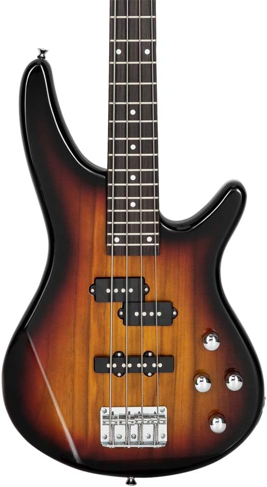 Lykos Exquisite Stylish GIB Electric 4 String Bass Guitar Full Size Bag + Strap + Connector + Plectrum + Wrench Tool (Sunset)