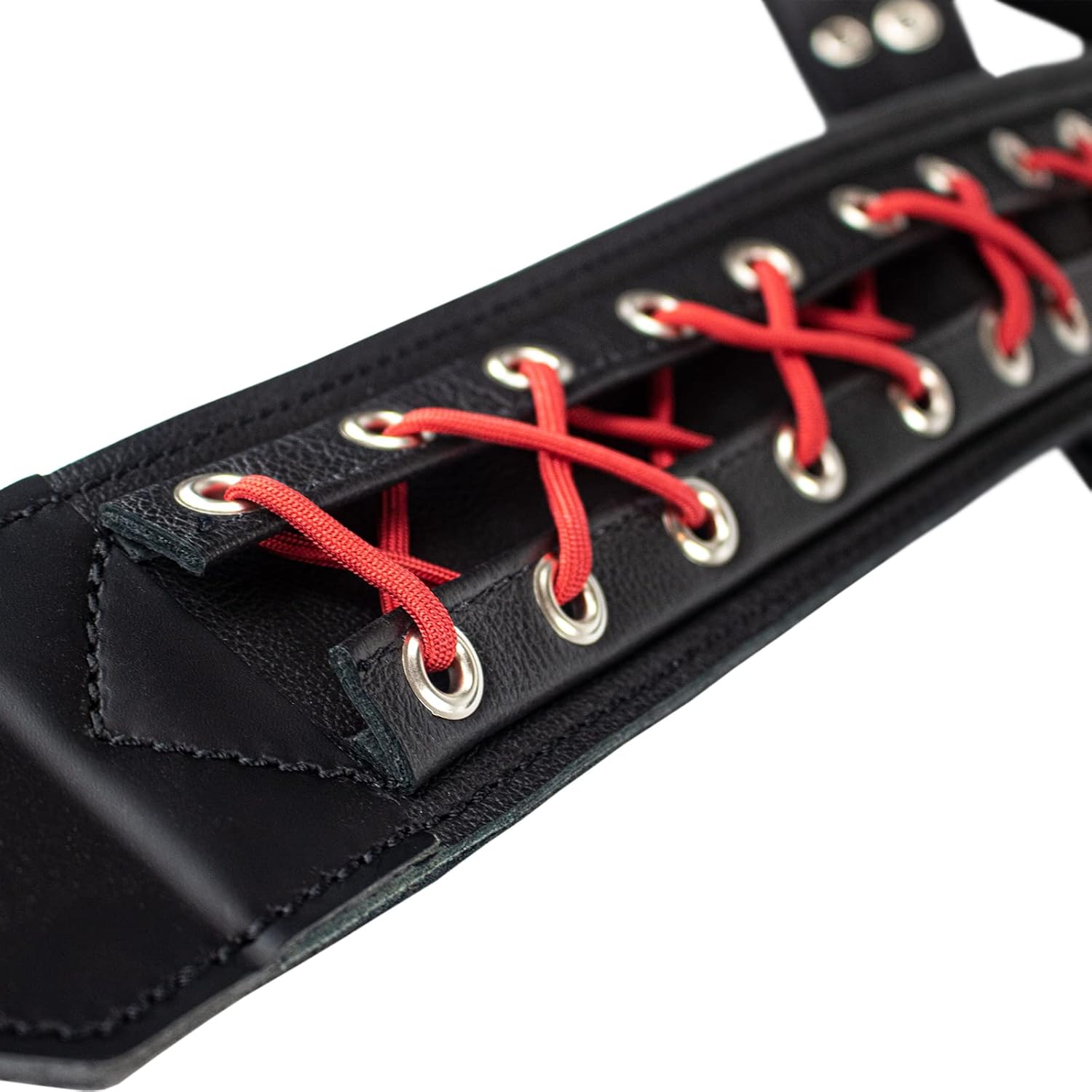 Sawtooth Red Lace 3” Wide Leather Guitar Strap Hand Crafted in the U.S.A.