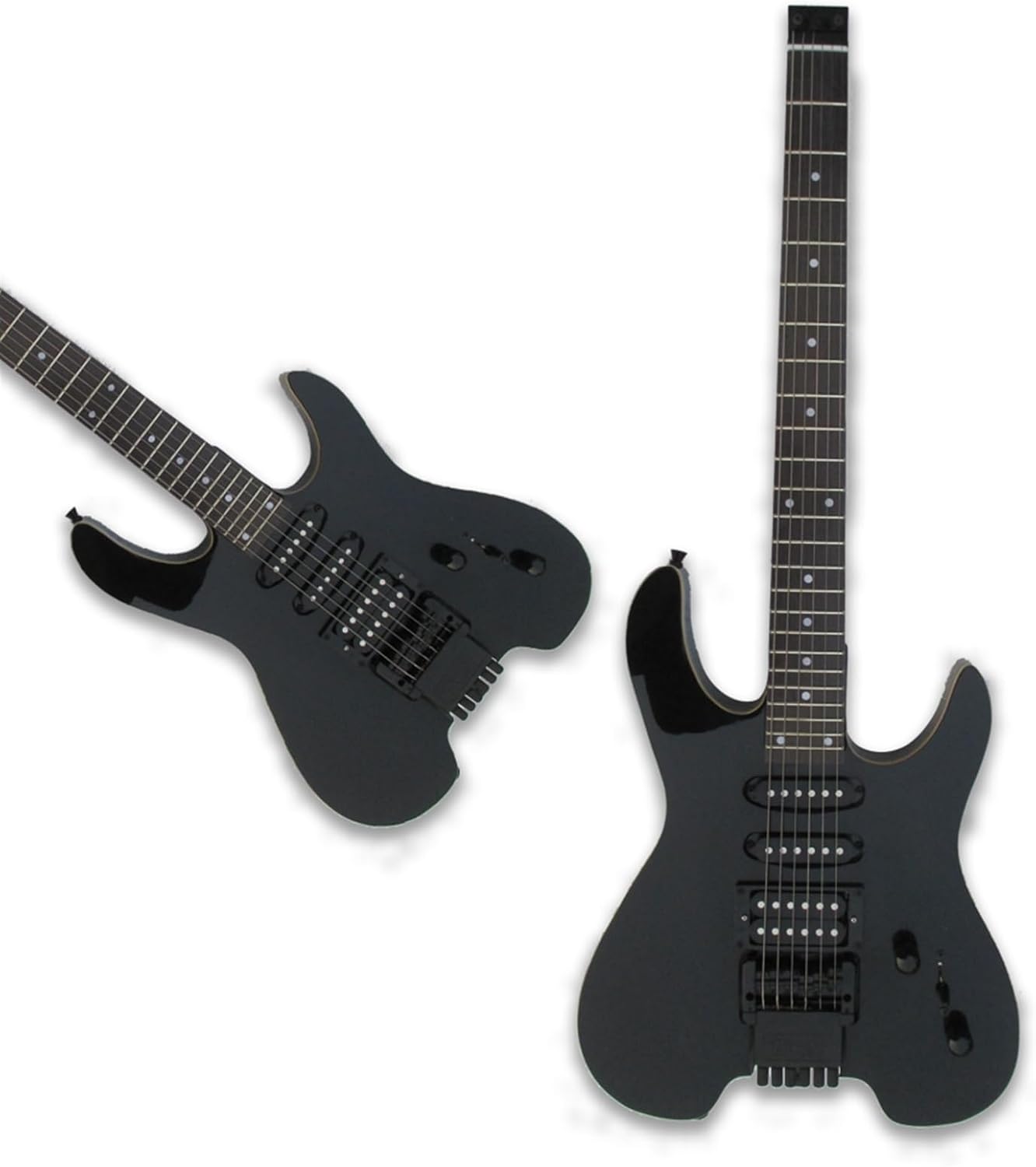 VENEKA Headless Electric Guitar Mahogany Body Canada Maple Headstock Black 6 Strings Headless Electric Guitar Musical Instrument