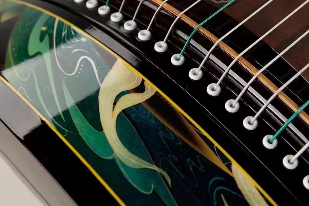 LANDTOM High level Dalbergia cochinchinensis（酸枝木）Wood （实木）Travel Guzheng(135cm) with silk painting For Adults/Children/Senior/Intermediate/Beginner (A) (A)