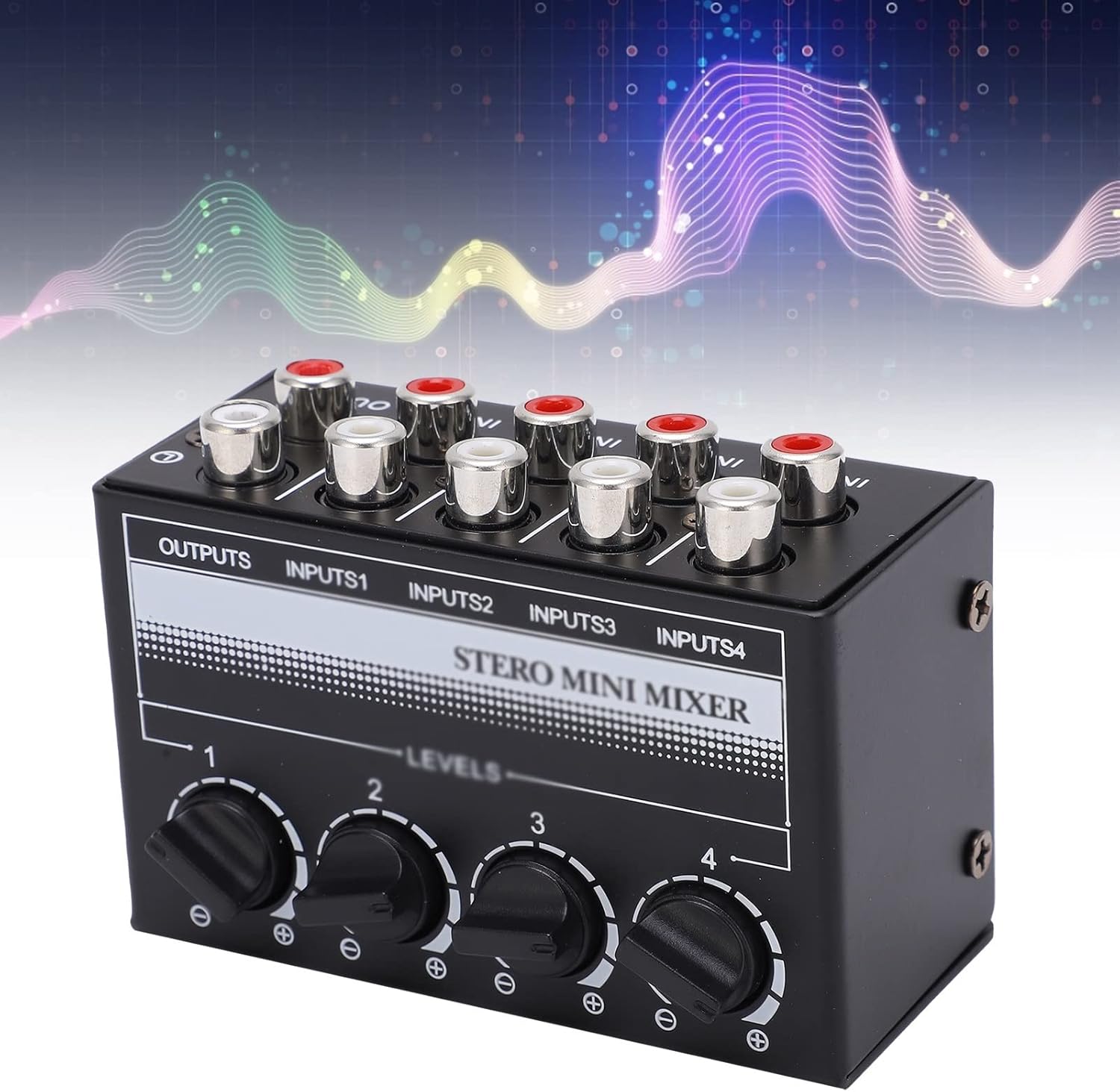 Zhong Stereo Mini Mixer Passive Audio Signal Controller 4 Channel Hub for Outdoor Performancemore Anti Interference Good Sound Quality, knvbn-555