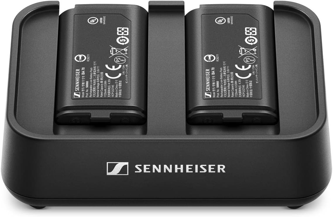 Sennheiser Pro Audio EW-D Charging Set, Dual-Bay Charger w/ 2 Lithium-Ion BA-70 Battery Packs