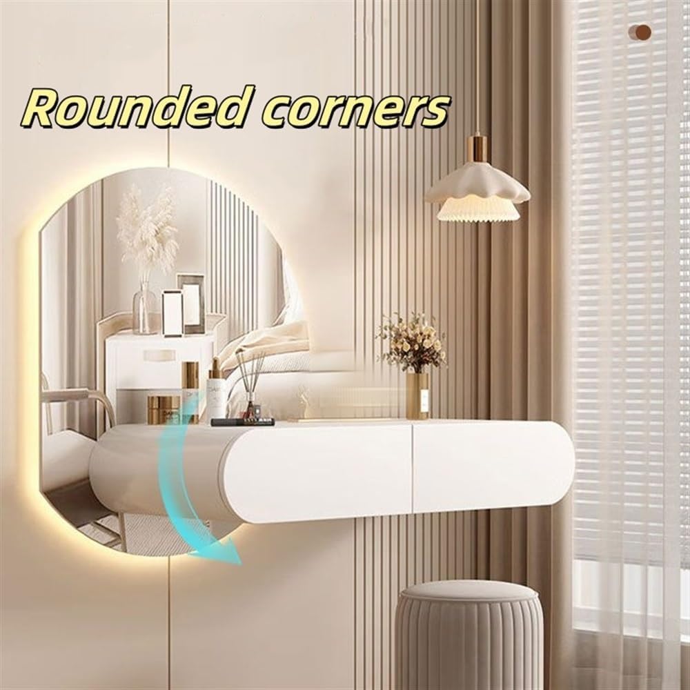 Floating Vanity Makeup Table with Drawers, Wall Mounted Makeup Vanity, Floating Desk, Space-Saving Corner Vanity Desk, Floating Dressing Table, Wall Vanity for Small Spaces,L