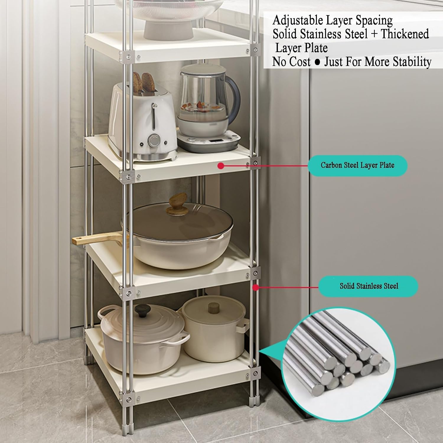 4/5/6/7 Tier Storage Rack, Adjustable Storage Rack, Corner Stainless Steel Rack for Entryway, Living Room, Narrow Space, Pantry, Bathroom(Black,35 X 35 X 120cm) (Black 35 X 35 X 140cm)