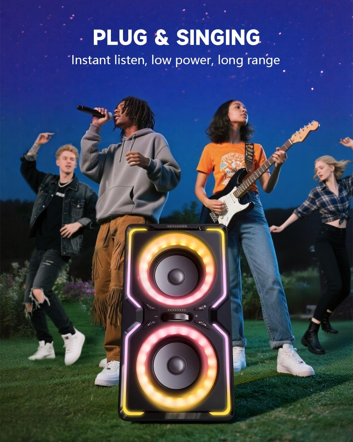 Hotlemon Large Bluetooth Speaker: 240W Peak Powerful Loud Sound with Deep Bass, 15H Playtime, Fast Charge, TWS, Portable Wireless Speakers for Outdoor, Party, Beach, Backyard, Home, Outside (Black)