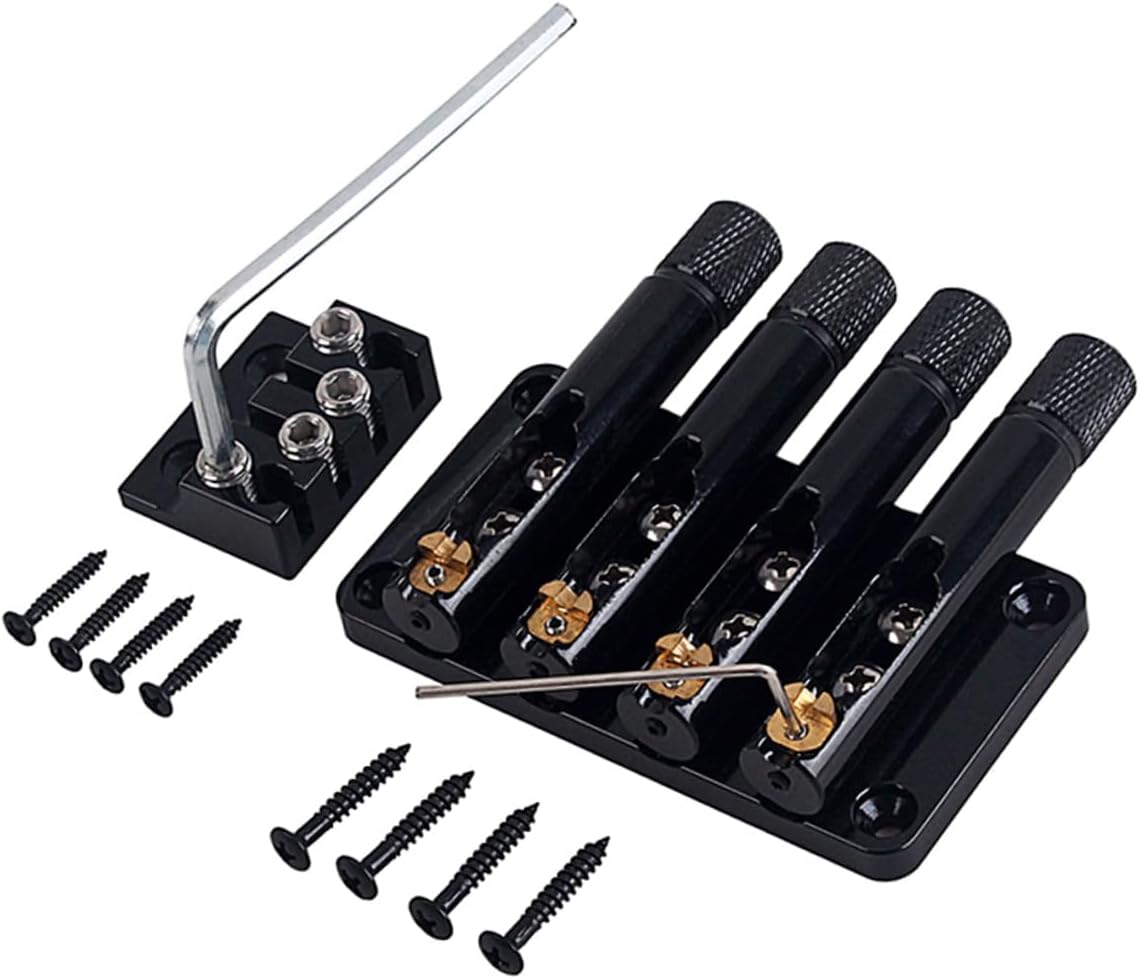 Toyvian String Vintage Style Headless Bass Bridge with String Lock for Guitar Easy Installation Shaped Black