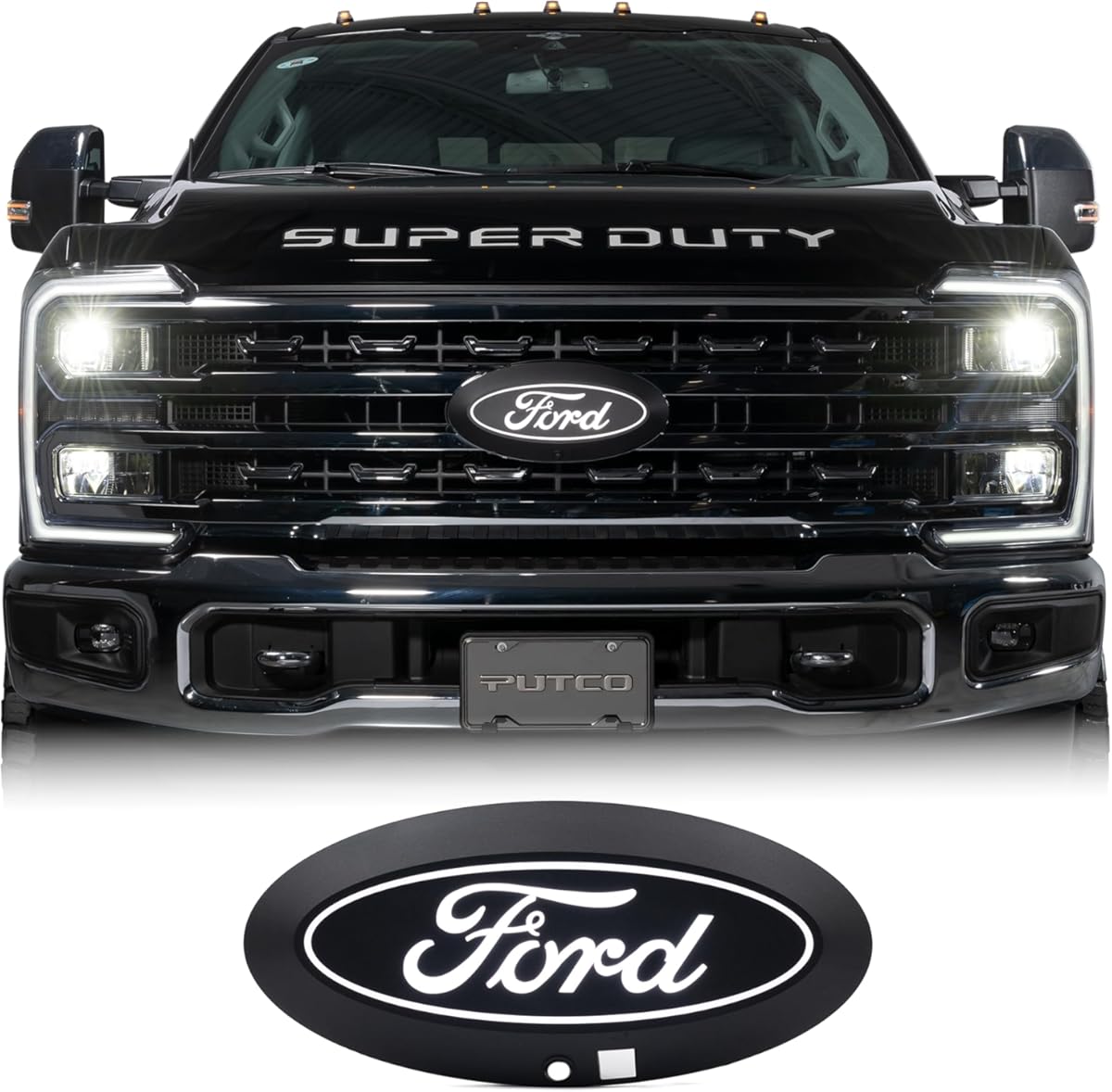 Putco Luminix White LED Oval Light Up Grille Emblem - Fits Ford F250, F350, F450 20-22 w/Camera