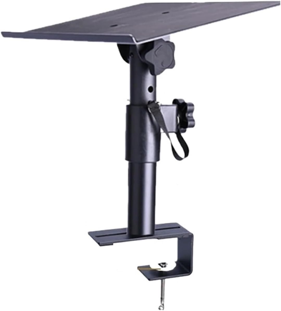 XP-07 Height Adjustable Speaker Table Stand with Tray 0-50mm with Large Clamp Base to Move Along The Base