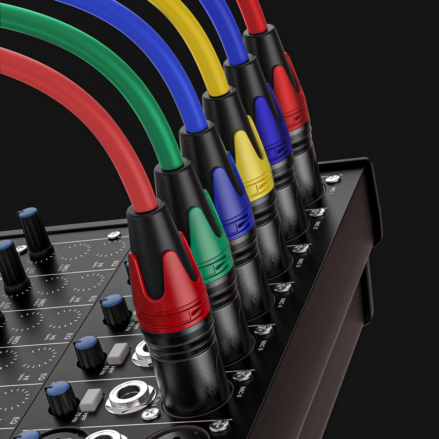 XLR Cable 50ft 4 Packs - Premium Balanced Microphone Cable with 3-Pin XLR Male to Female Mic Speaker Cable, 4 Colors (Red, Yellow, Green, Blue), Pure Copper and Plated Conductors