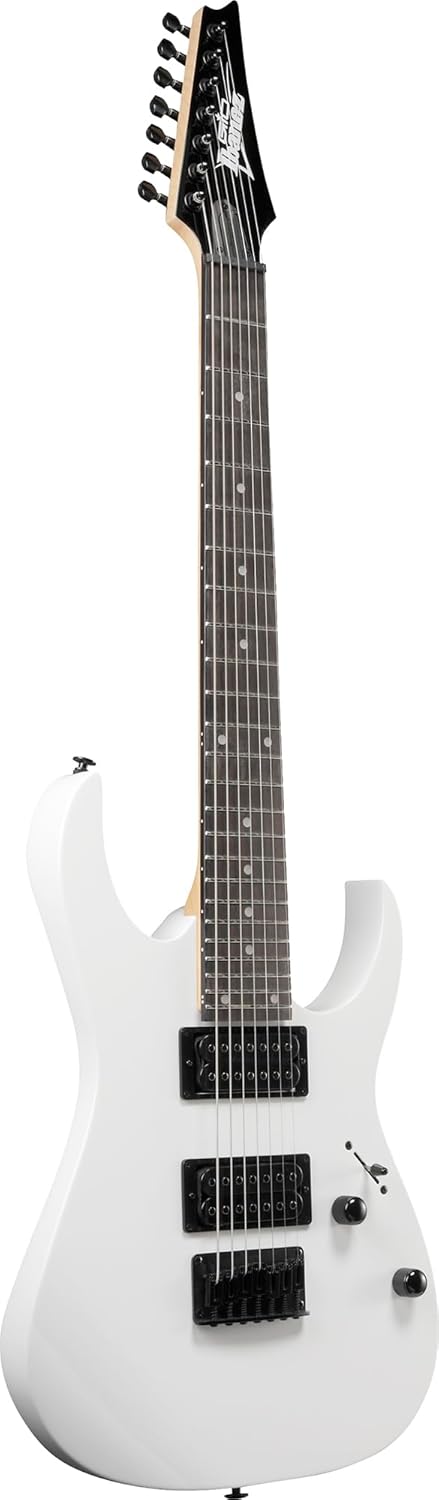 Ibanez GRG7221 RG Gio 7-String Electric Guitar - White Bundle with Gig Bag, Tuner, Strap, Instrument Cable, Austin Bazaar Instructional DVD, and Polishing Cloth