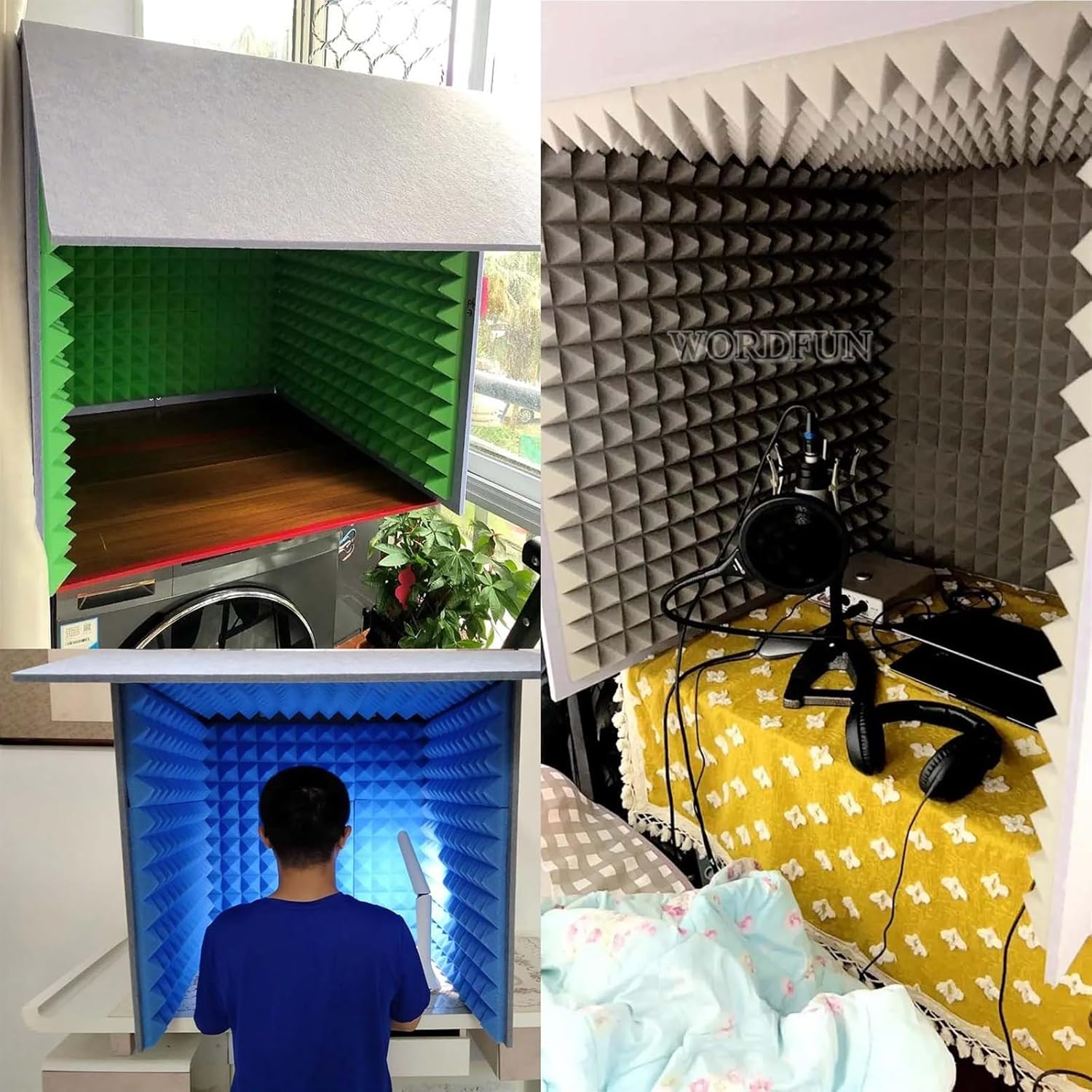 Desktop Soundproof Box, Portable Recording Studio, Multi-Functional Live Vocal Recording Studio (Blue)