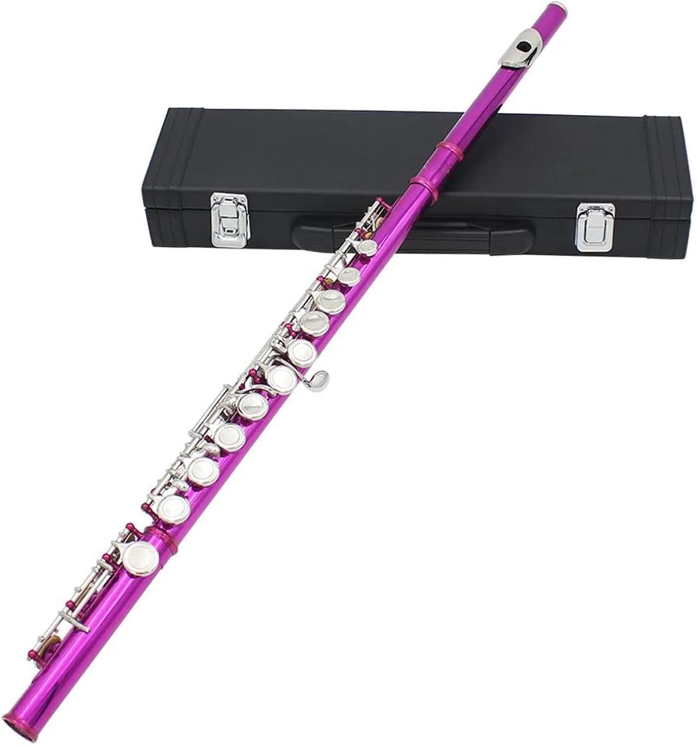 VBDEFRT Horizontal Blow 16 Hole Flute Woodwind Instrument C Brass Flute With Leather Box Musical Instrument Accessories