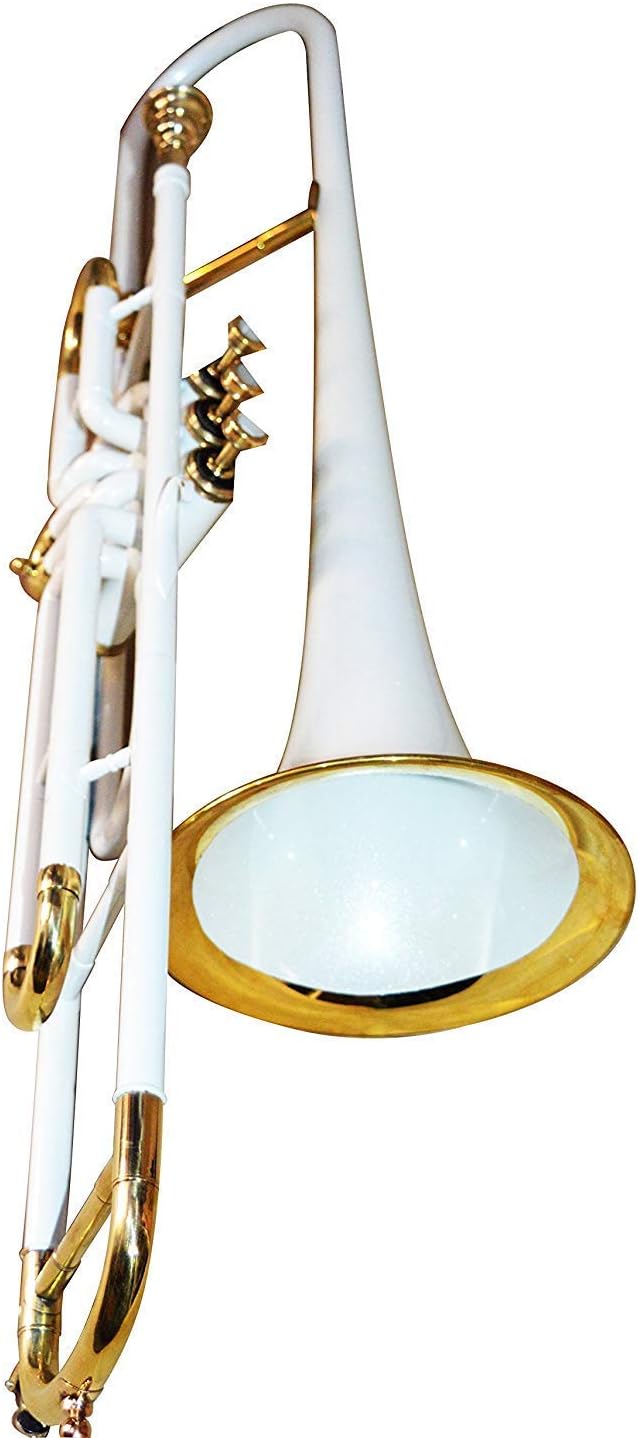 Valve Trombone Bb | White Brass Finish | Phosphorus Copper Lead Pipe | Smooth Action Valves | Includes Carry Case