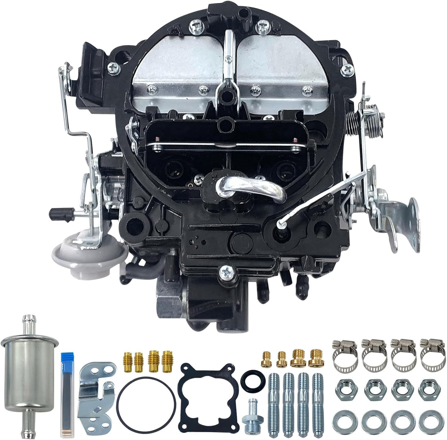 4 Barrel Marine Carburetor Compatible with Rochester Quadrajet Mercruiser 260 350 Engine, Replaces 17080561, 1347-6492A1, 1347-7362A1, 1347-8292A4, 1347-9662A4