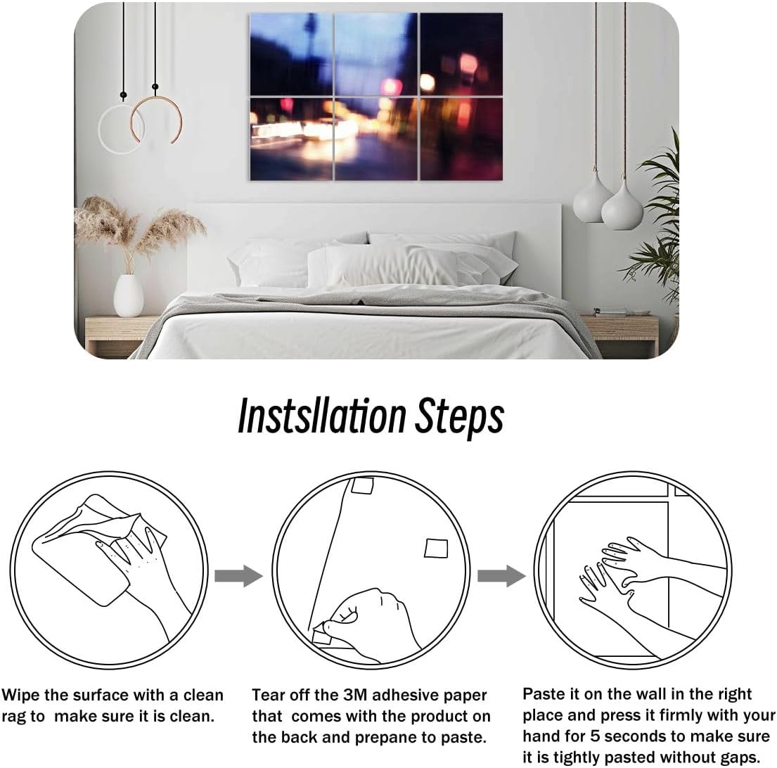 6 Pack Art Acoustic Panels Abstract blurred defocused night city traffic lights bokeh Sound Absorbing Panel 48