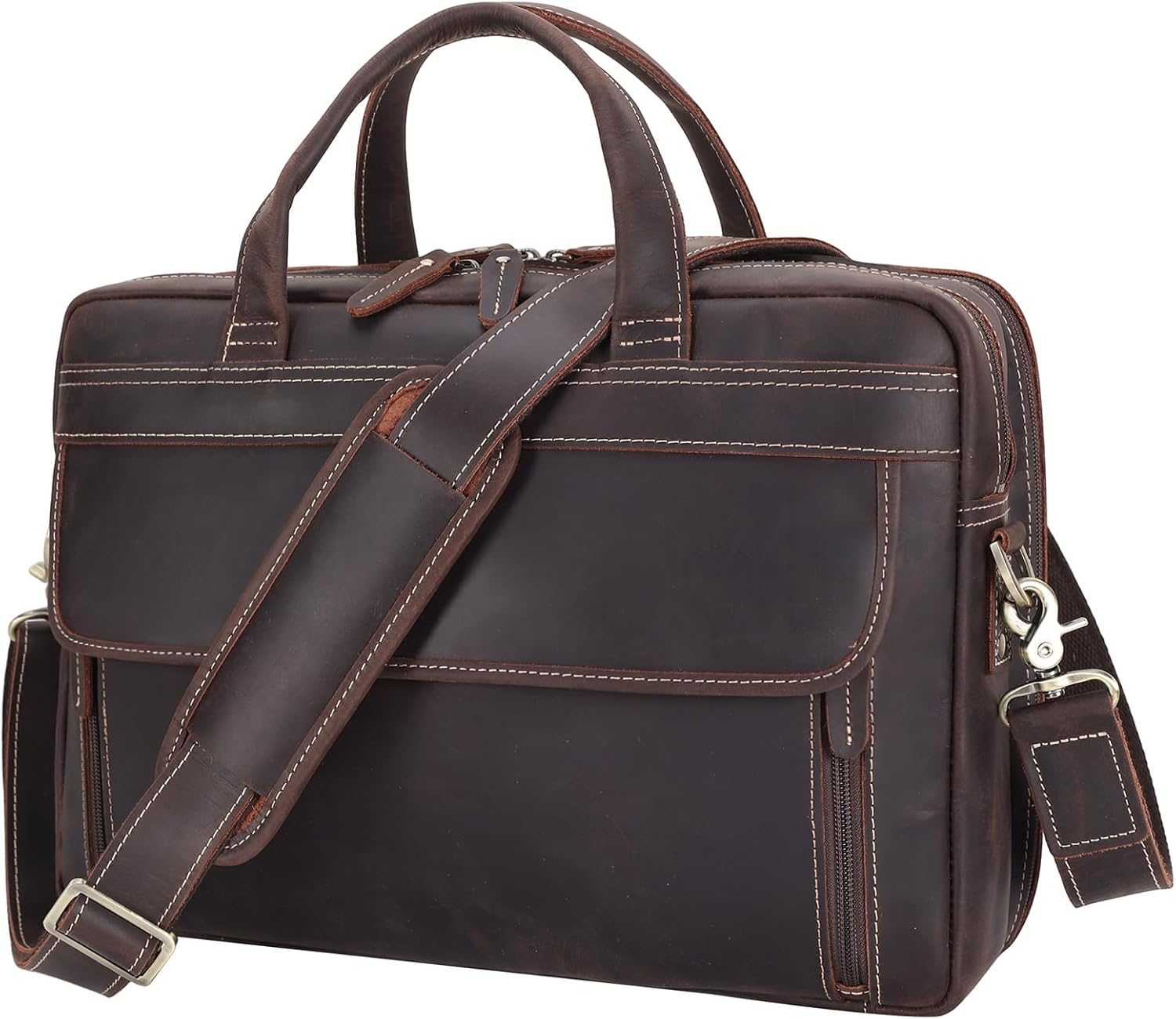 Masa Kawa Leather Briefcase for Men 15.6