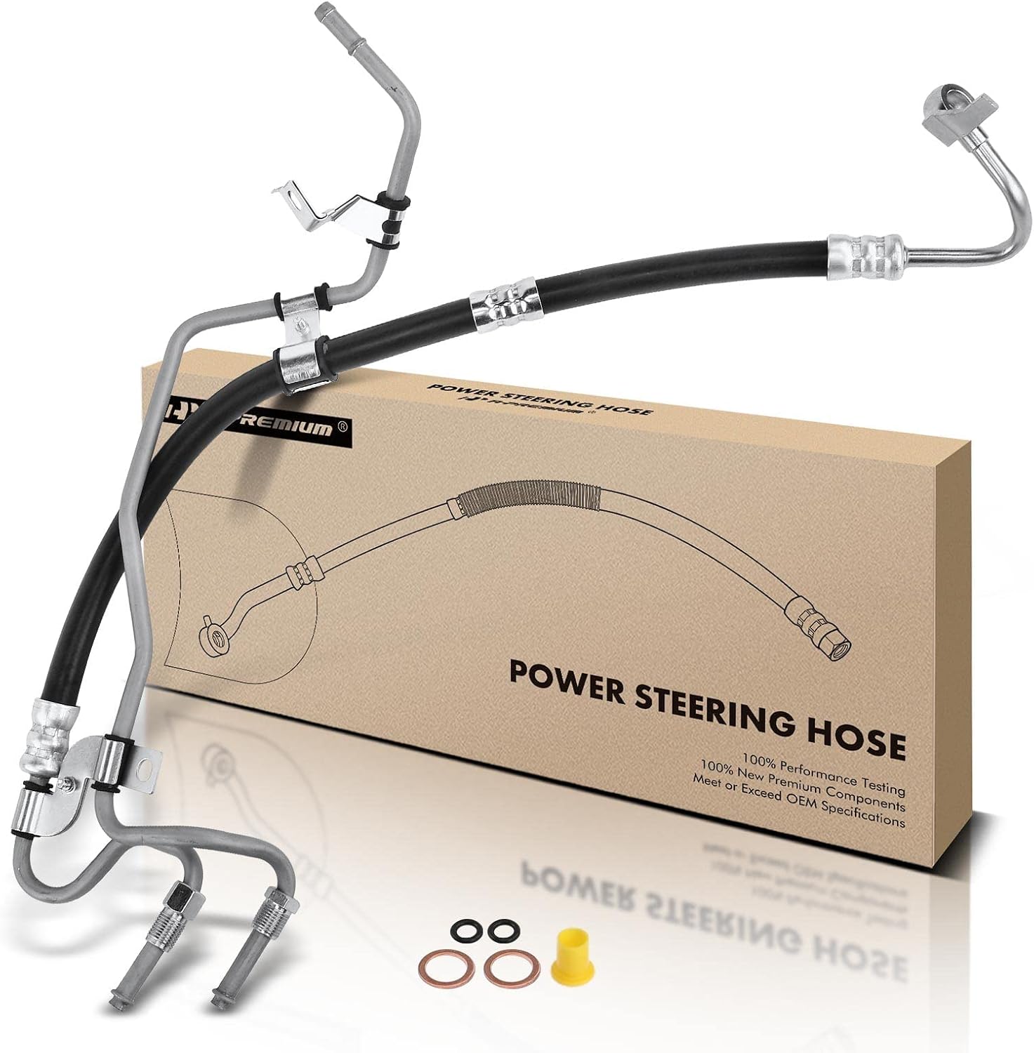 A-Premium Power Steering Pressure & Return Hose Line Assembly Compatible with Toyota Camry 2010 2011, 2.5L FWD, with O-ring & Washer, Pump To Gear
