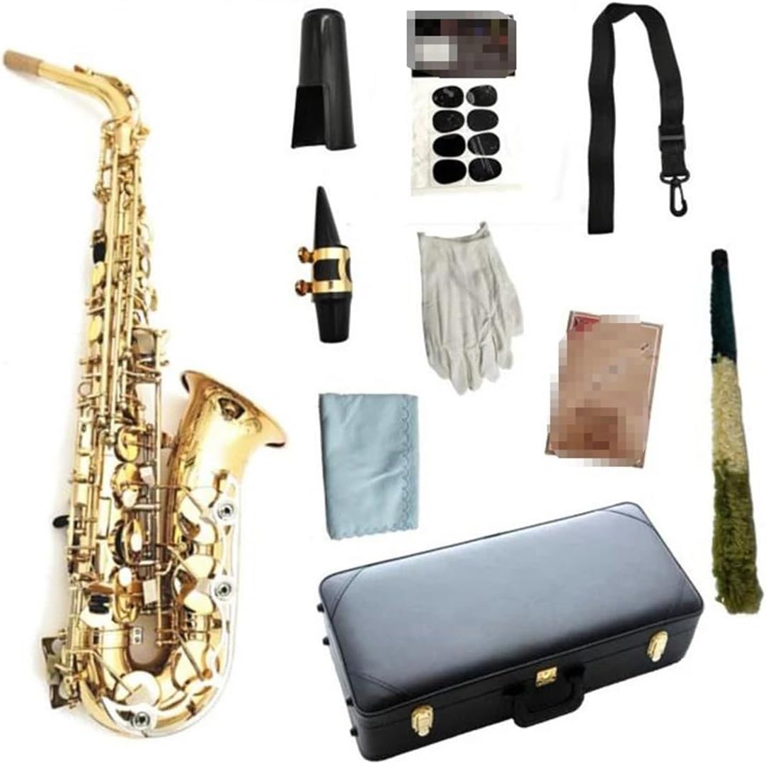 Woodwind Instrument Alto Saxophone Eb Gold Keys Brass Plated Professional Musical Instrument With Case Accessories (Color : DEEP BLUE)