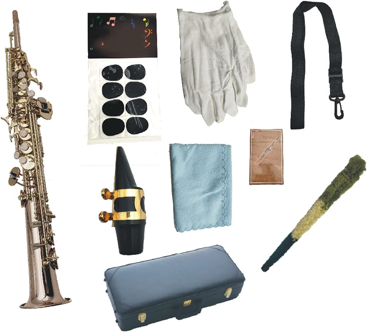 Soprano Saxophone B Flat Phosphor Bronze Copper Musical Instruments Professional with Case Mouthpiece Student Saxophone (Color : Light Grey)