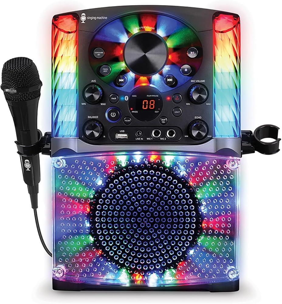 Singing Machine SML625BTBKD Karaoke Machine, Portable Bluetooth CD+G Karaoke System, Black
