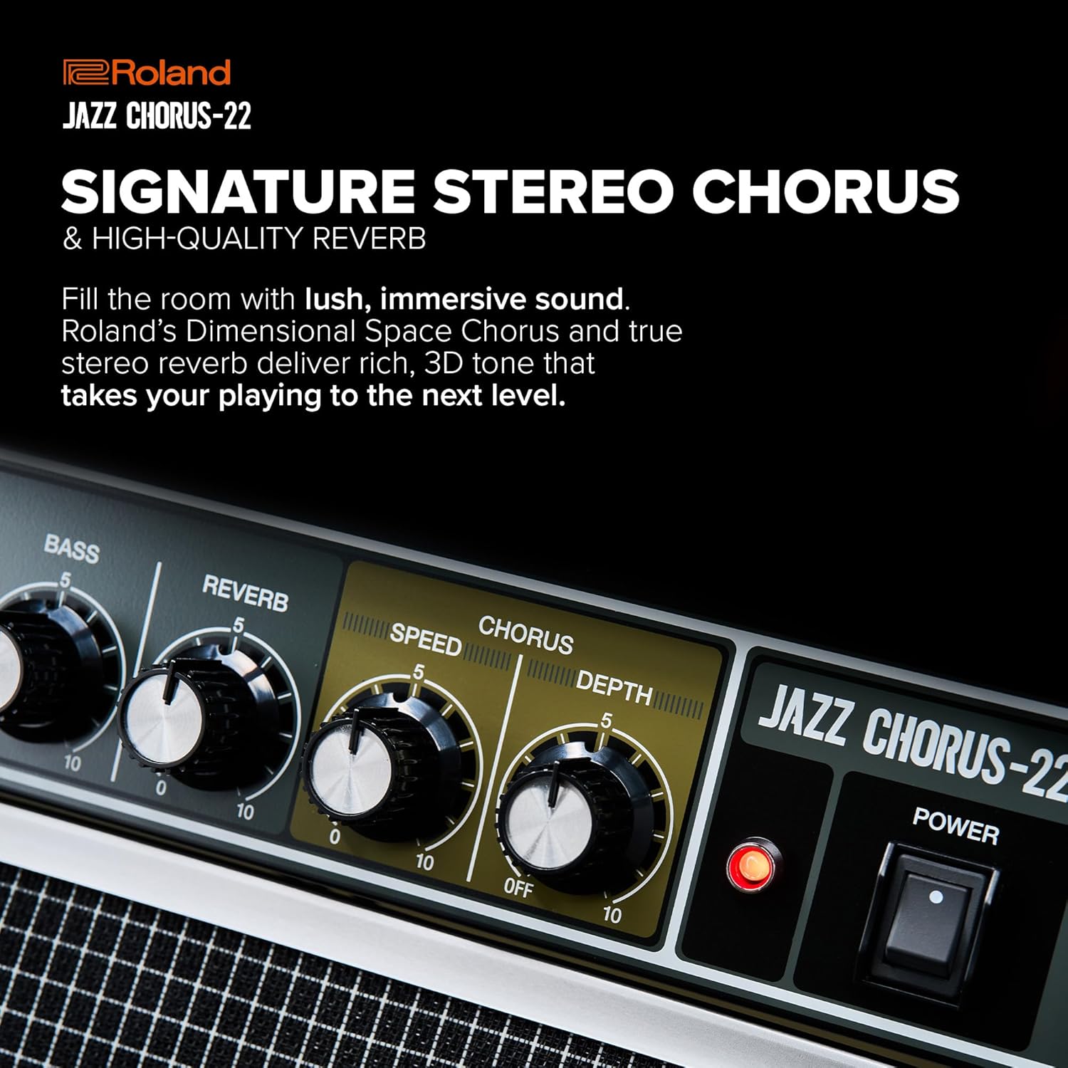 Roland JC-22 Jazz Chorus | Ultra-Compact Guitar Amplifier | Iconic JC Clean Tone | Signature Chorus Effect | Powerful 30-Watt Stereo Amp | Dual 6.5” Speakers | Enhances Pedals, Multi-FX & More