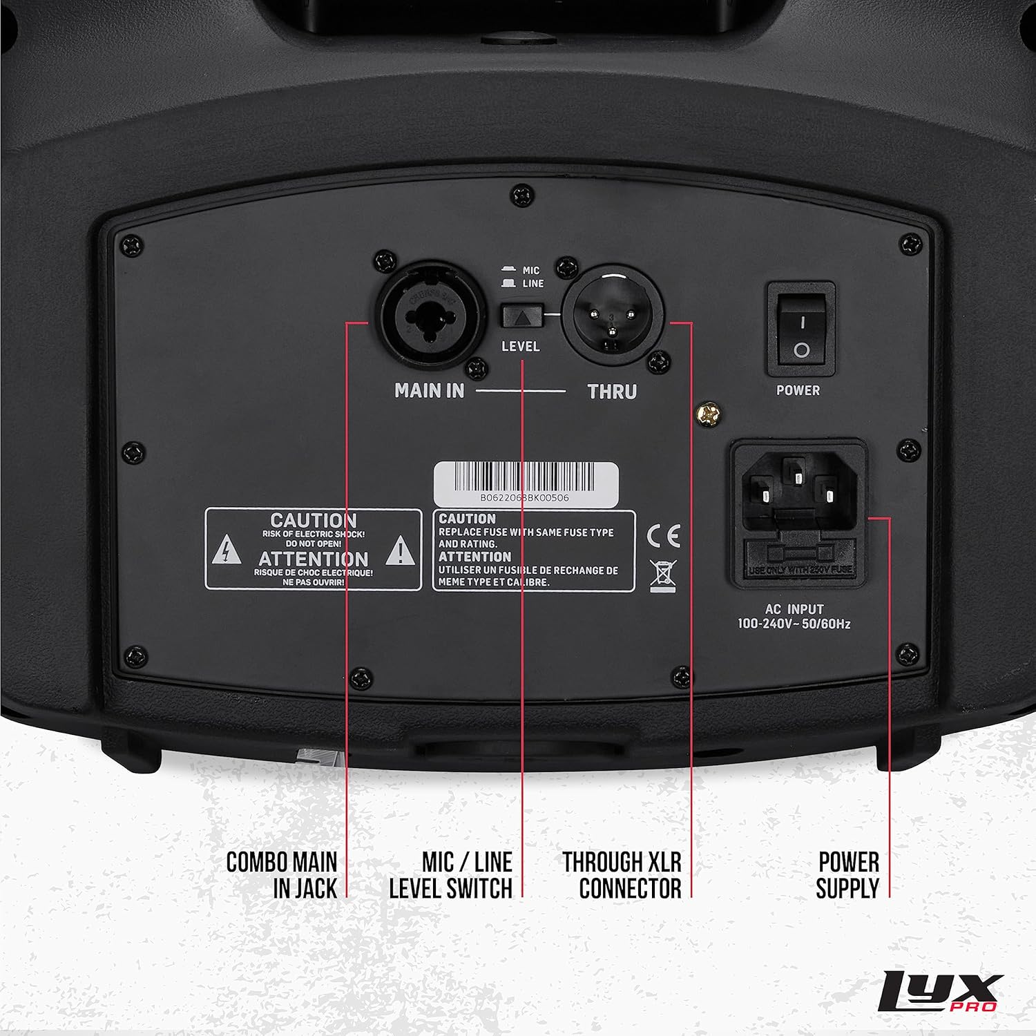 LyxPro SPA-5.5 Small PA Speaker Monitor Class-D Amplifier 3 Channel Mixer 3 Band EQ, Powerful Compact Active Speaker System amp with Mixer 48V Phantom Power