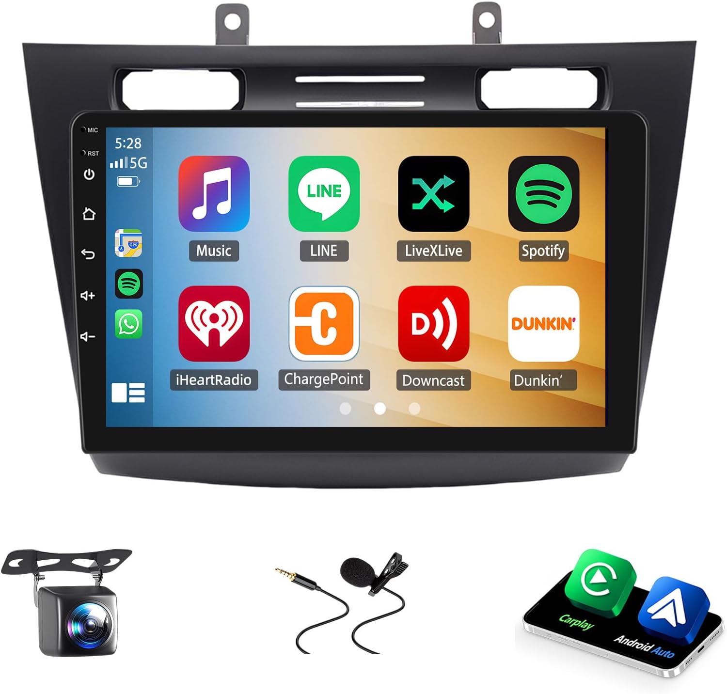 4+64G Android 14 Car Stereo Fit for Ford Transit 2010-2014, 9inch Touch Screen with Wireless Carplay Android Auto AHD Backup Camera Mirror Link GPS SWC WiFi FM