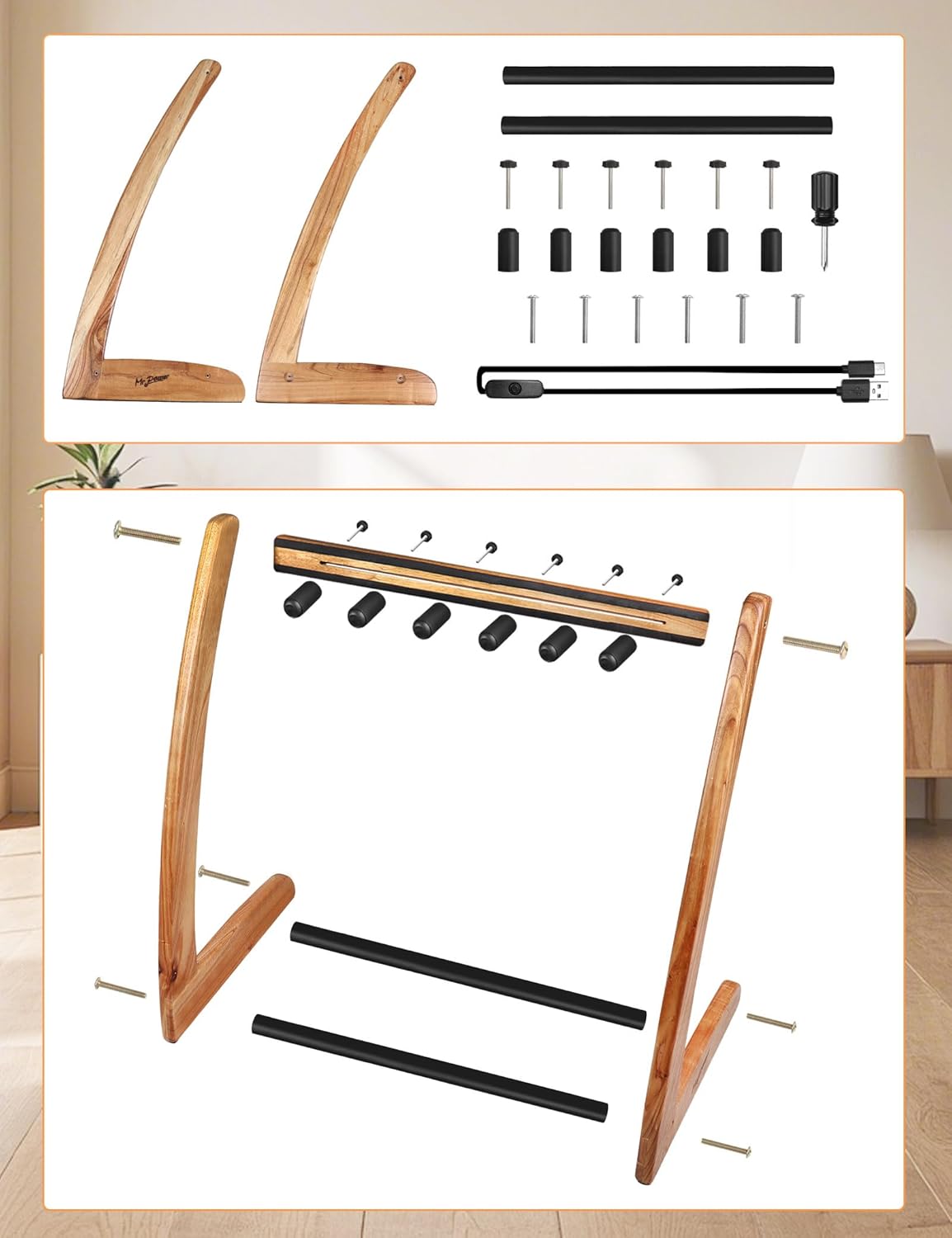 Mr.Power Universal Multi Purpose Guitar Stand Rack with Light, Adjustable Guitar Holder with Soft-Padded Protect for Eectric Guitar Bass, Acoustic Folk Classical Guitar, Banjo, Mandolin, Guitar Case (3 Holder)