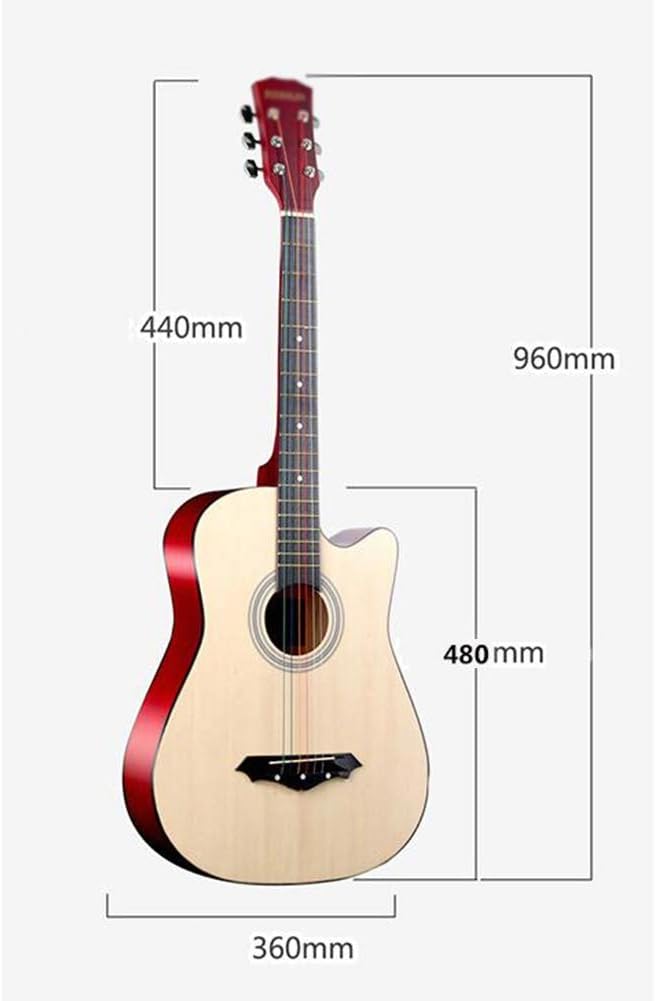 Etlegor Classical Guitar Steel String Full Size 38in Beginner Guitar Kit with Gig Bag, Strings, Picks Portable Travel Guitar,10 Colors (Color : Natural)