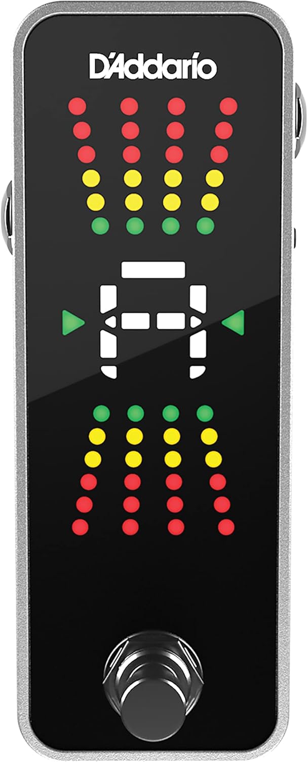 D'Addario Accessories Guitar Tuner Pedal - Chromatic Tuner for Electric Guitars, Bass Guitars and More - Rugged Aluminum Enclosure - Fast and Accurate - True Bypass with Full Color Display