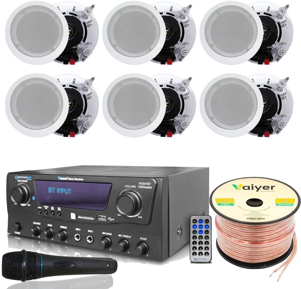 Home Theater System Kit 1000 Watts Bluetooth Receiver w/ 6 Qty 5.25