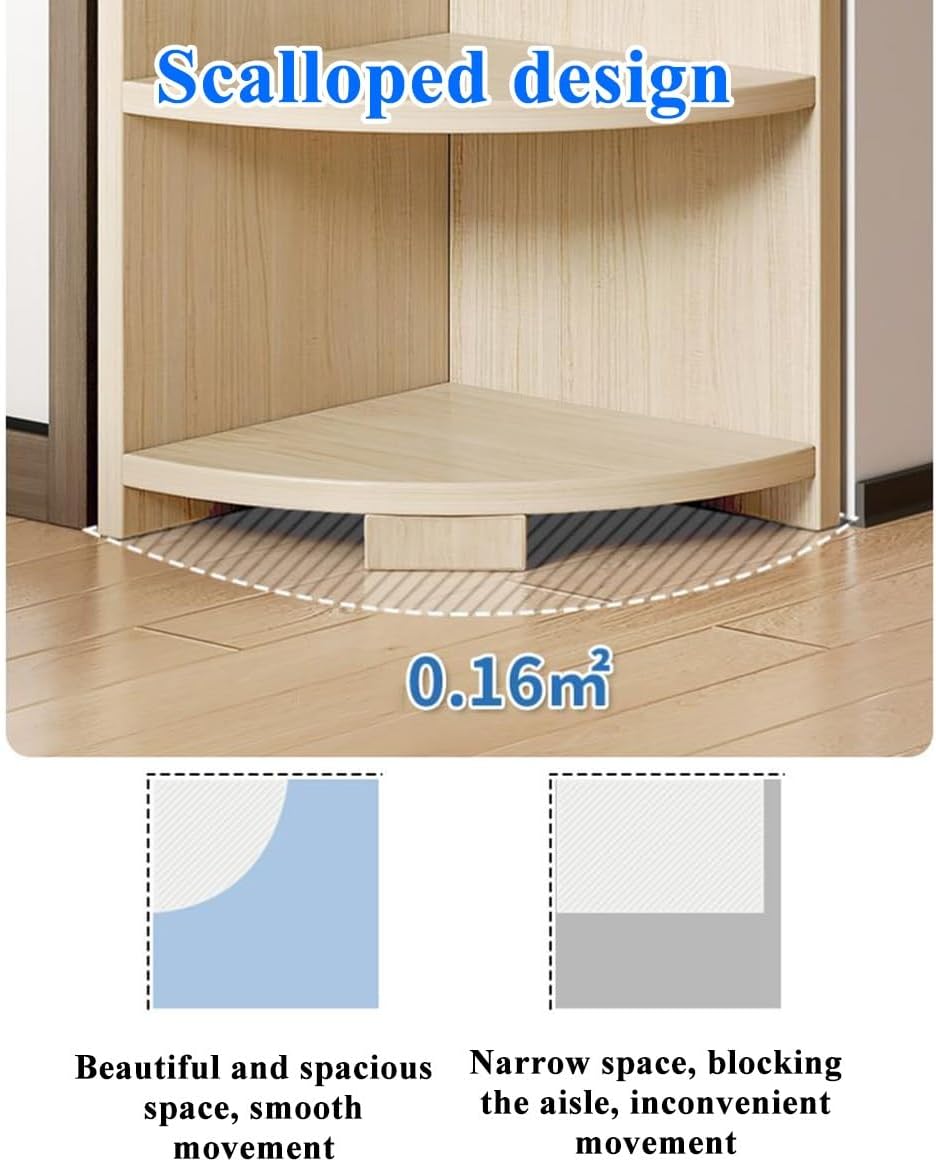 Storage Standing Shelf Unit,Corner Bookcase for Living Room, Home Office, Bedroom,Storage Cabinet Display Shelf Easy Installation 59/70Inch Tall Corner Stand (30cm/6 Tier White)